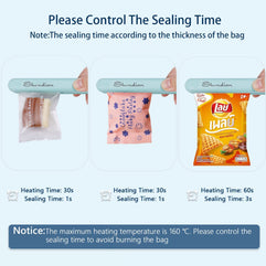 Bag Sealer - Portable Handheld Heat Vacuum Sealers,Mini Plastic Sealing Machine for Food Storage,Plastic Bags, Snack Bags, Chip Bags(White)