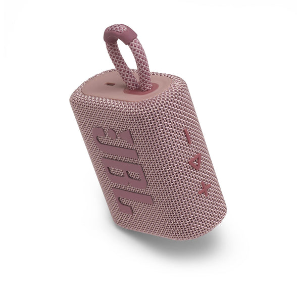 JBL Go 3 Portable Waterproof Speaker with JBL Pro Sound, Powerful Audio, Punchy Bass, Ultra-Compact Size, Dustproof, Wireless Bluetooth Streaming, 5 Hours of Playtime - Pink, JBLGO3PINK, Small