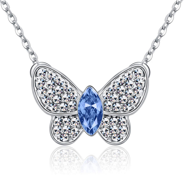 KRUCKEL Sparkling Butterfly White Gold plated necklace made with Swarovski® Crystals - 5021020