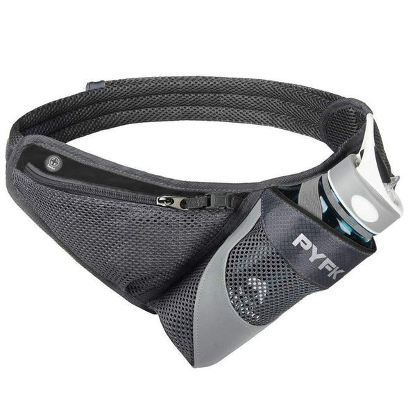 PYFK Running Belt Hydration Waist Pack with Water Bottle Holder for Men Women Waist Pouch Fanny Bag Reflective ((Bottle Not Included))