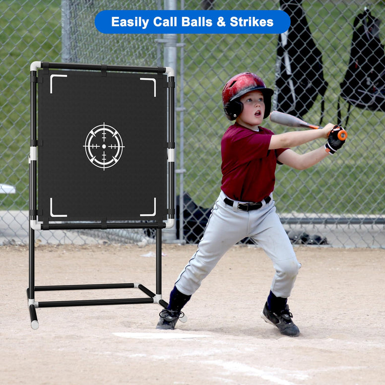 Hestiasko Wiffle Ball Strike Zone, Thick PVC Pipe Blitzball Strike Zone, Sturdy Wiffle Ball Strike Zone Target with Four Ground Nails, Easy to Storage and Assemble