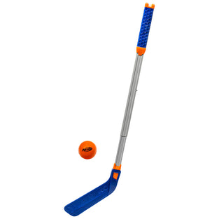 NERF FLEXPLAY Kids Hockey Stick and Ball Set - Indoor & Outdoor Street Hockey Set - Adjustable Height Stick - Street Hockey Ball Included