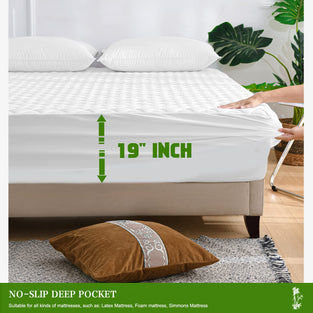 UNILIBRA Bamboo Waterproof Mattress Protector Twin Size, Quilted Mattress Pad Cover with 6''-19'' Deep Pocket, Breathable Ultra-Soft Filling Mattress Topper