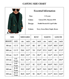 Toddler Boys Kids Sport Blazers School Jacket Notch Lapel Double Breasted Solid Suits Coat 10-12 y