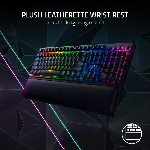 Razer BlackWidow V3 Pro (Green Switch) - Wireless Premium Mechanical Gaming Keyboard (Hyperspeed Wireless Technology, RGB Chroma Lighting, Wrist Rest, Bluetooth, USB-C) UK Layout | Black