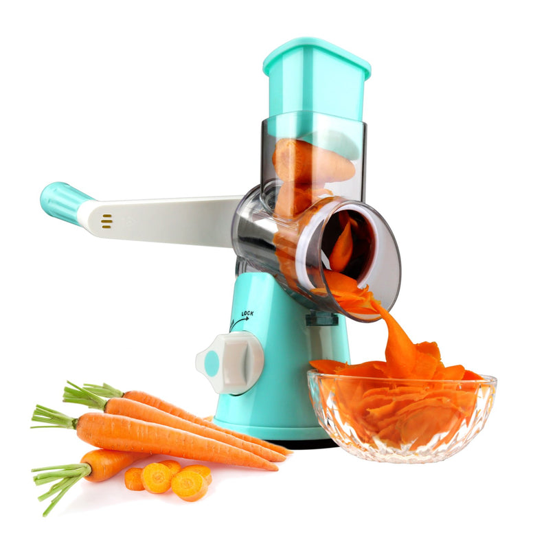 BNUNWISH Round Mandoline Drum Slicer Rotary Cheese Grater Veggie Slicer Vegetable Carrot Shredder Nut Chopper