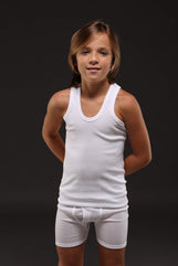 Boys white undershirt,Vest and short (3-4 year)