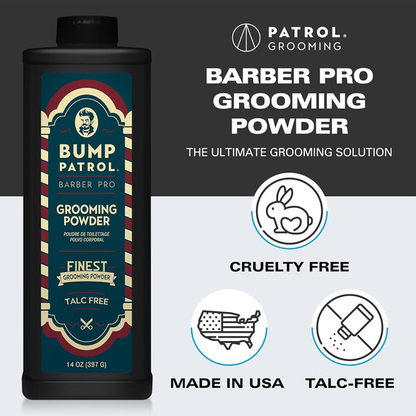 Bump Patrol Barber Pro Grooming Powder - Talc Free Hair and Body Powder for Men - Protects Against Sweat, Odor, and Chafing from Head to Toe for All Skin Types