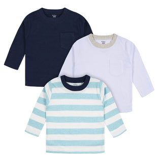 Gerber Baby Boys' Toddler 3-Pack Long Sleeve Pocket Tees 3-6M