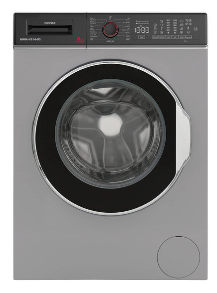 Hoover Washing Machine Front Load Fully Automatic , 8Kg 1400 RPM , Pyrojet Technology Washer, Silver , Made In Turkey , Hwm-V814-Ps"Min 1 year manufacturer warranty"