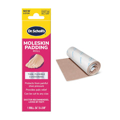 Dr. Scholl's MOLESKIN PADDING ROLL, 1 roll // Thin, Flexible Cushioning & Pain Relief - Cut To Any Size - Doctor Recommended - 24 Inches X 4 5/8 Inches