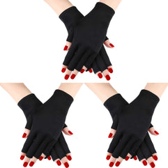 3 Pairs UV Shield Glove Gel Manicures Glove Anti UV Fingerless Gloves Protect Hands from UV Light Lamp Manicure Dryer
