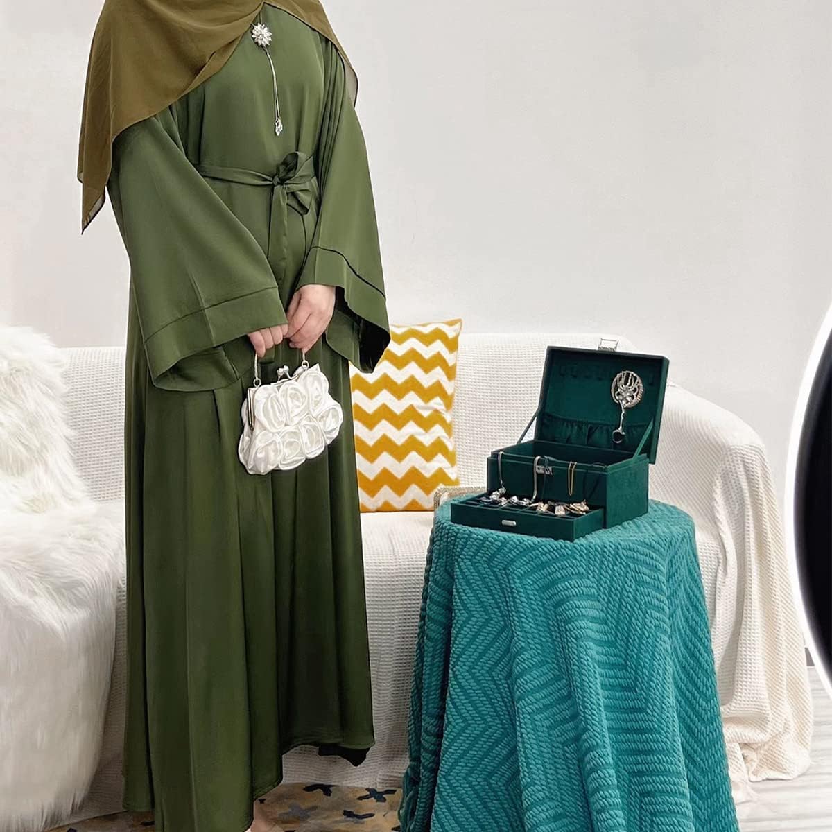 Abayas for Women Muslim Dress, Eid Ramadan Modest Prayer Clothes Islamic Arabic Kaftan Maxi Middle East Robe