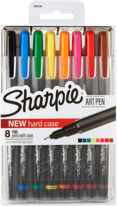 Sharpie Art Pens, Fine Point, Assorted Colors, Hard Case, 8 Pack (1982056)