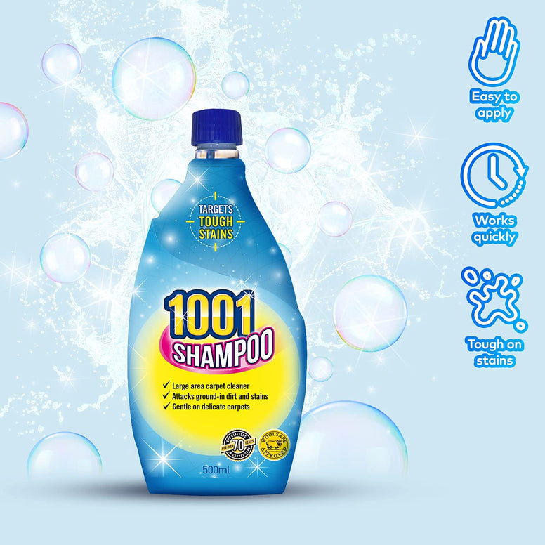 1001 Carpet Shampoo, Perfect For Large and High Traffic Areas, Gentle On Upholstery, Rugs and Carpets, 500 ml
