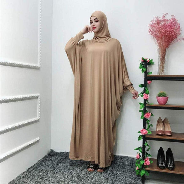 Women's Muslim Abaya Dress Prayer Dress Islamic Headdress Maxi Robe Dubai Kaftan，Hijab Full Length Dress