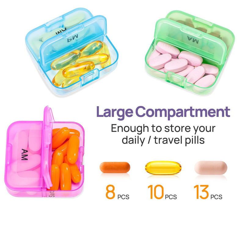 Zoksi Weekly Pill Organizer 2 Times a Day, Purple 7 Day Am Pm Pill Box, Daily Am Pm Pill Organizer 7 Day, Portable Vitamin Pill Case, Weekly Pill Box for Fish Oils, Vitamin, Supplement