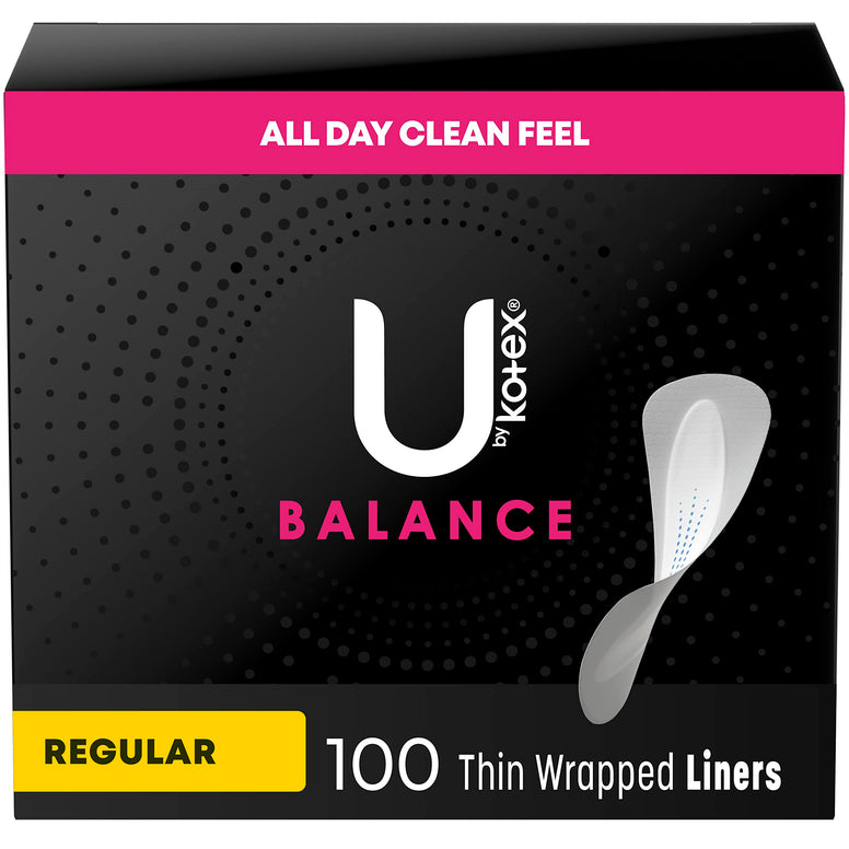 U by Kotex Barely There Liners, Light Absorbency, Unscented, 100 Count