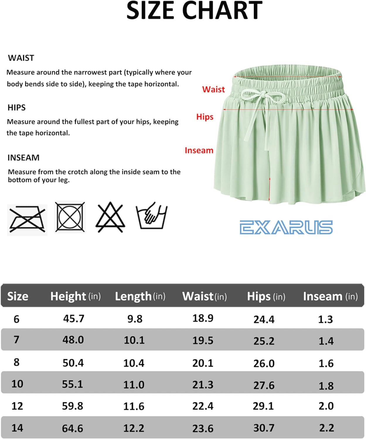 EXARUS الفتيات Flowy فراشة السراويل الرياضية 2 في 1 تنورة الجري السراويل يهتف التنس الرقص Preppy ملابس الاطفال 6-14y