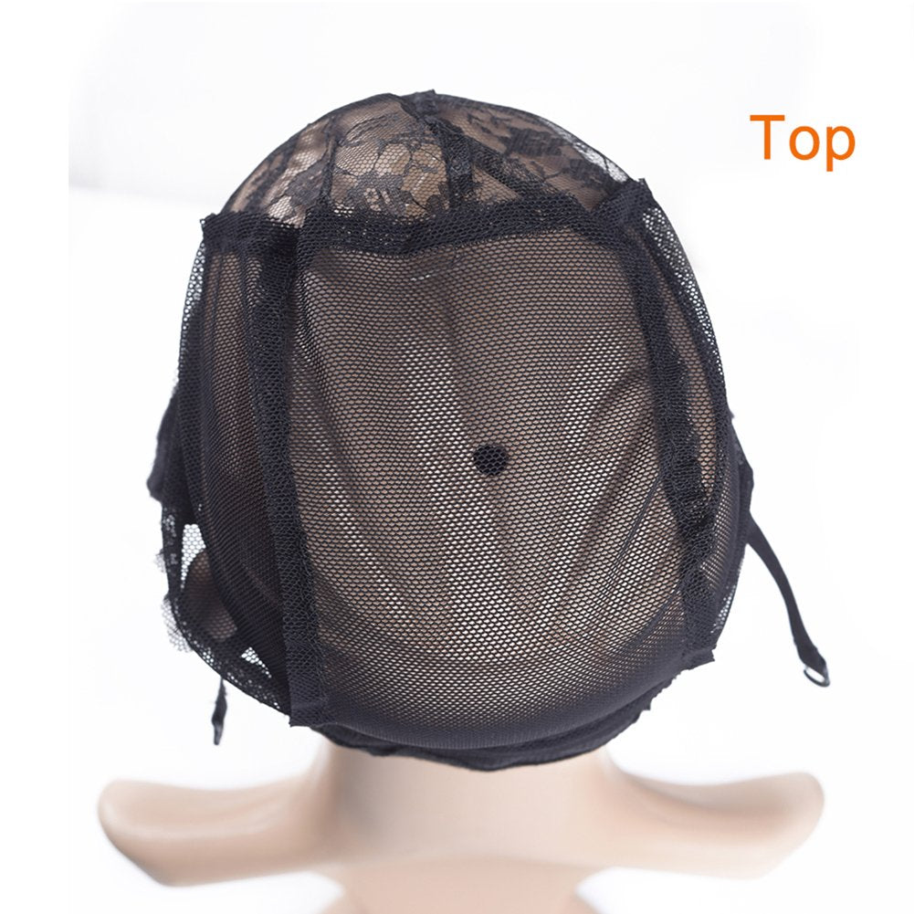 M AliMomo 2 pcs Wig Caps with Adjustable Strap for Making Wigs Free Size Black Dome Mesh Wig Cap for Women (Lace Wig Caps)