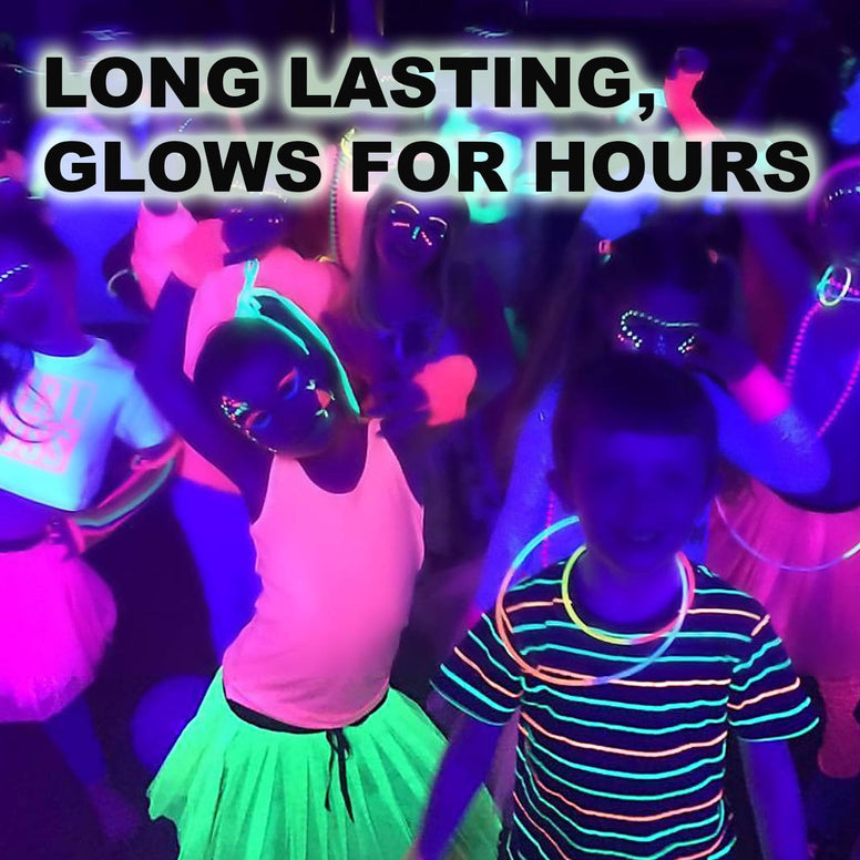 Glow Sticks - Assorted Brightly Coloured Luminous Party Sticks, Available in 6 Colours, Neon UV Accessories, Hanging Chord Included, Glow in the Dark Light Sticks (6 Pack, 6'' Glow Sticks)