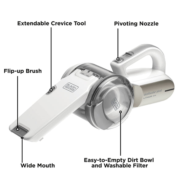 BLACK+DECKER 14.4V Cordless Handheld Pivot Vacuum Cleaner With 1.5Ah Li-Ion Battery, 440ml Bowl Capacity And Triple Filteration 200° Rotation PV1420L-B5