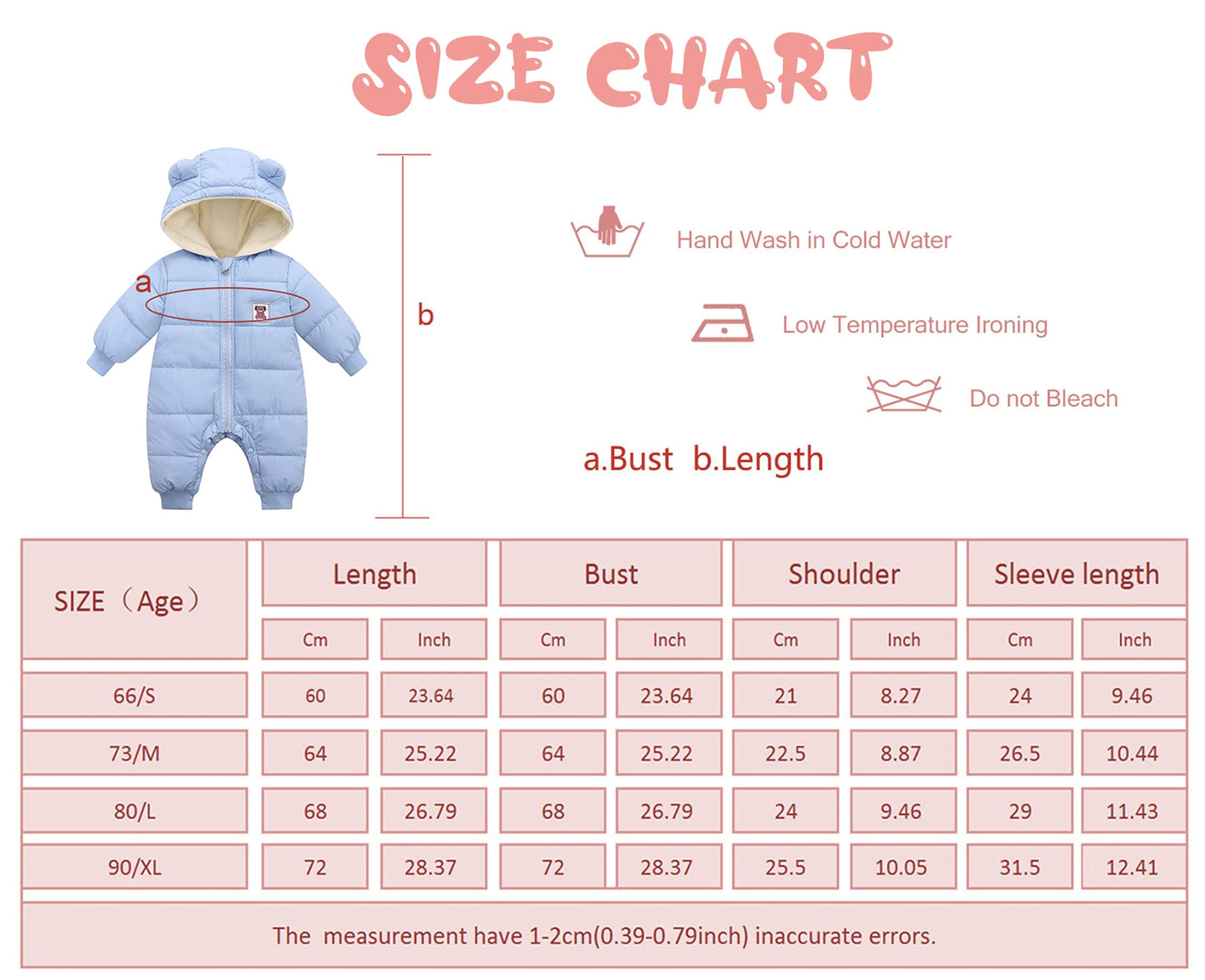 Maeau Unisex Baby Hooded Winter Snowsuit Infant Warm Puffer Jumpsuit Romper Jacket