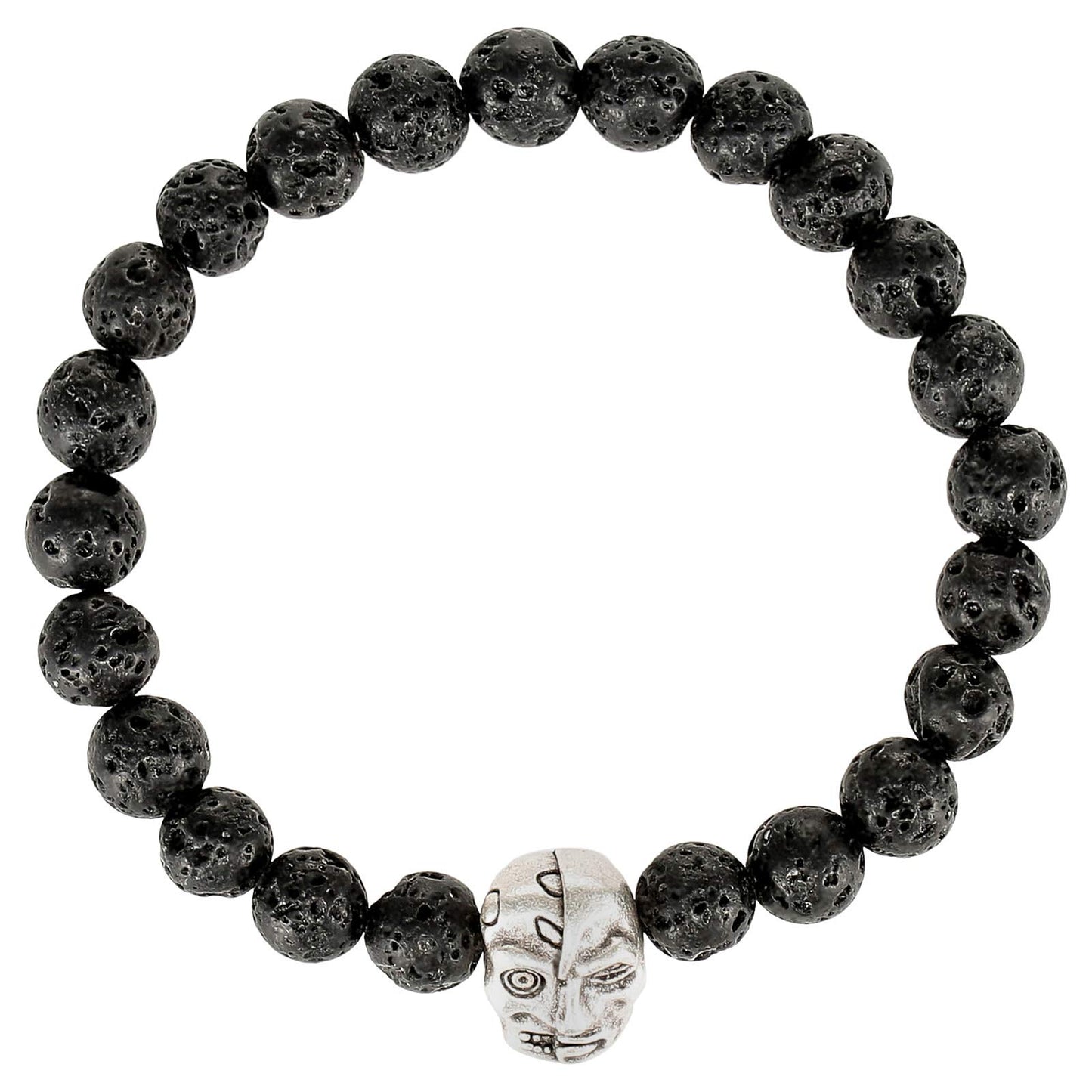 Alwan Black Lava Stone Elastic Bracelet for Men - EE3719MDF