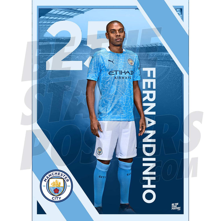 Manchester City FC 2020/21 Fernandinho A3 Football Poster/ Print/ Wall Art - Officially Licensed Product - Available in Sizes A3 & A2 (A3)