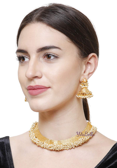 YouBella Gold Plated Jewellery Set for Women (Golden)(YBNK_5005D)