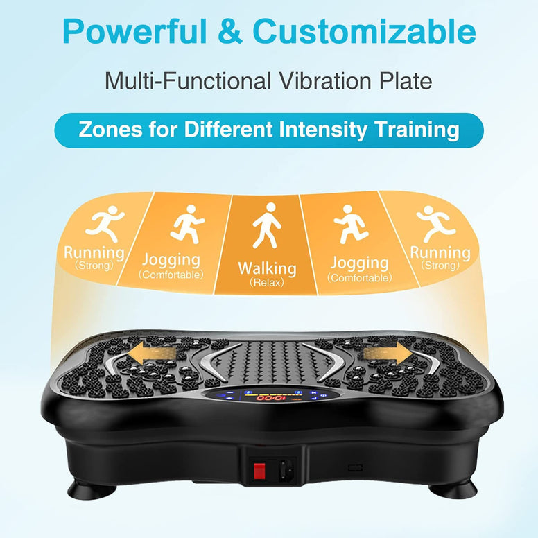 Professional Vibration Plate Exercise Machine, Whole Body Motion Vibration Platform, Home Training Equipment for Weight Loss & Toning, With LCD Display Remote Control & Balance Straps