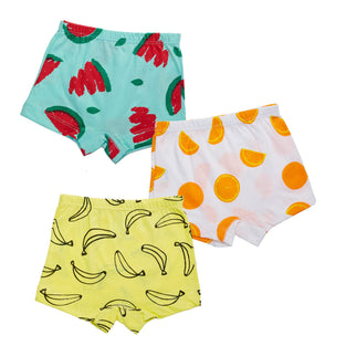 YouGotPlanB Kids Boys Boxers Fruity Prints of Watermelon, Oranges, and Banana - 100% Cotton (Set 3) 4-6Y