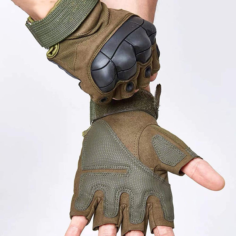 Coolbaby Men Road Riding Gloves Outdoor Sports Half Finger Anti-Slip Camping Cycling Gloves Carbon Fiber Gloves, Green