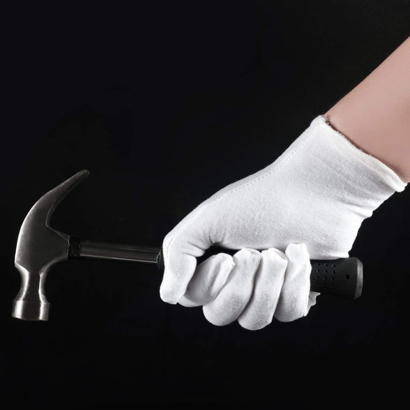 12 Pairs Cotton Gloves for Dry Hands, White Cotton Gloves for Eczema, Cotton Gloves for Handling Film, SPA Gloves for Women, Inspection Gloves for Men, Cloth Gloves Coin Gloves Photography Gloves