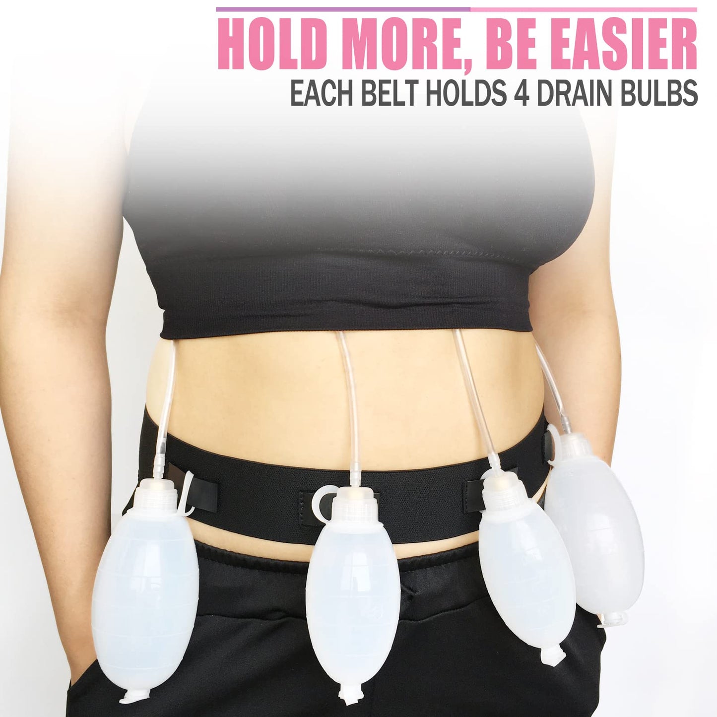 Mastectomy Drain Holder Drainage Waist Belt JP Drain Breast Reconstruction Must Haves Supplies After Tummy Tuck for Bulbs Manage Up to 8 Bulb(Pack of 2)