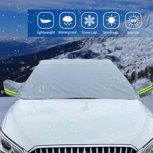 jeseny Pack-1 Extra Windshield Snow Ice Cover with Side Mirror Covers, Protects Windshield and Wipers from Weatherproof/Rain/Sun/Frost, Suitable for Vehicles, Cars and SUVs (Silver#XD010/37 * 25.6