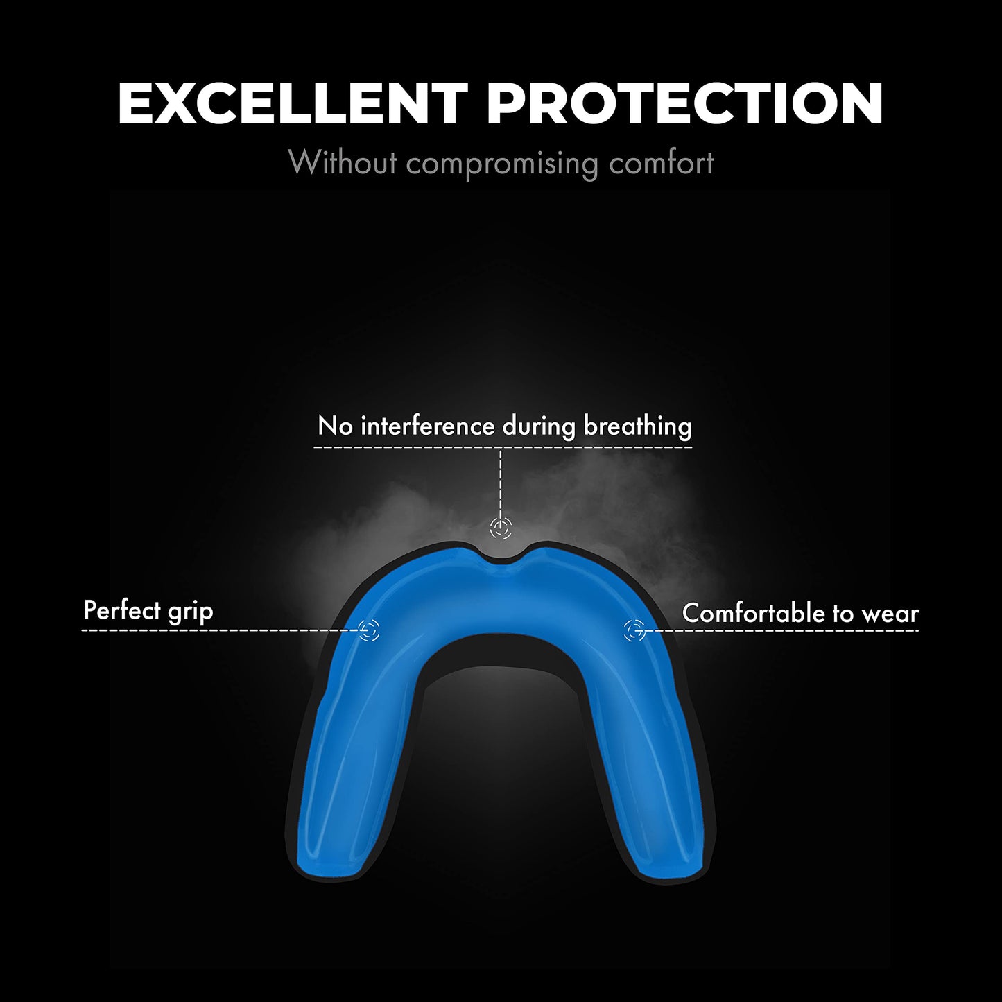 FIGHTR Premium Mouth Guard - for Excellent Breathing & Easy to fit | Sports Mouth Guard for Boxing, MMA, Football, Lacrosse, Hockey and Other Sports | incl. hygienic Box