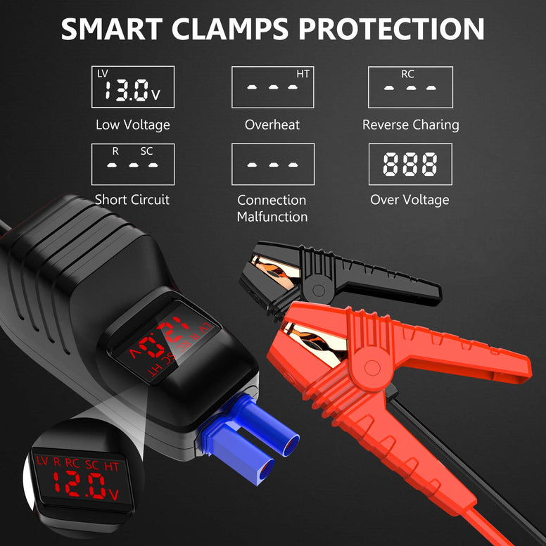 Utrai Jstar 3 Car Jump Starter With Lcd Screen Smart Clamps, 1600A 20000Mah (Up To 7L Gas Or 6L Diesel Engine) 12V Auto Battery Booster Portable Power Pack With Built-In 10 Leds Light, Safe Protection