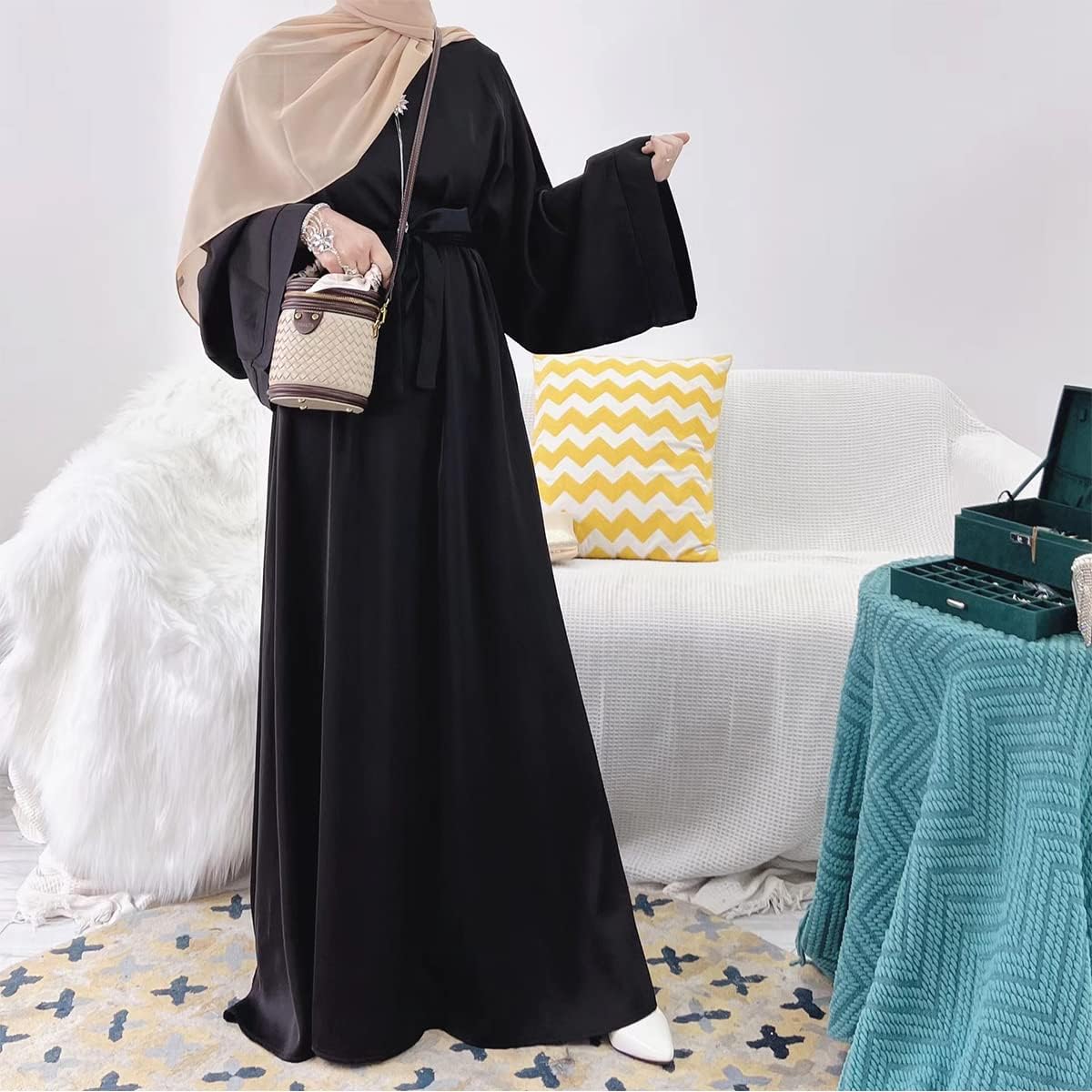 Abayas for Women Muslim Dress, Eid Ramadan Modest Prayer Clothes Islamic Arabic Kaftan Maxi Middle East Robe