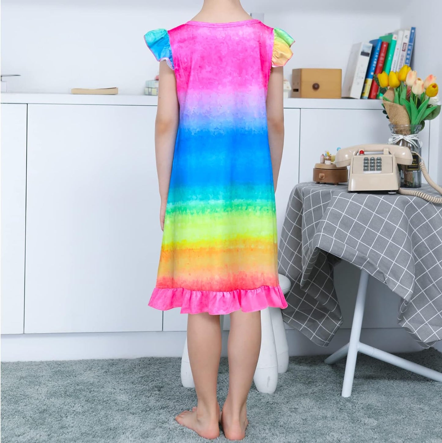 Fiodrimy Girls Nightgowns Unicorn Sleepwear Night Sleep Dress Pajamas Little Kids Toddler Soft Nightgown