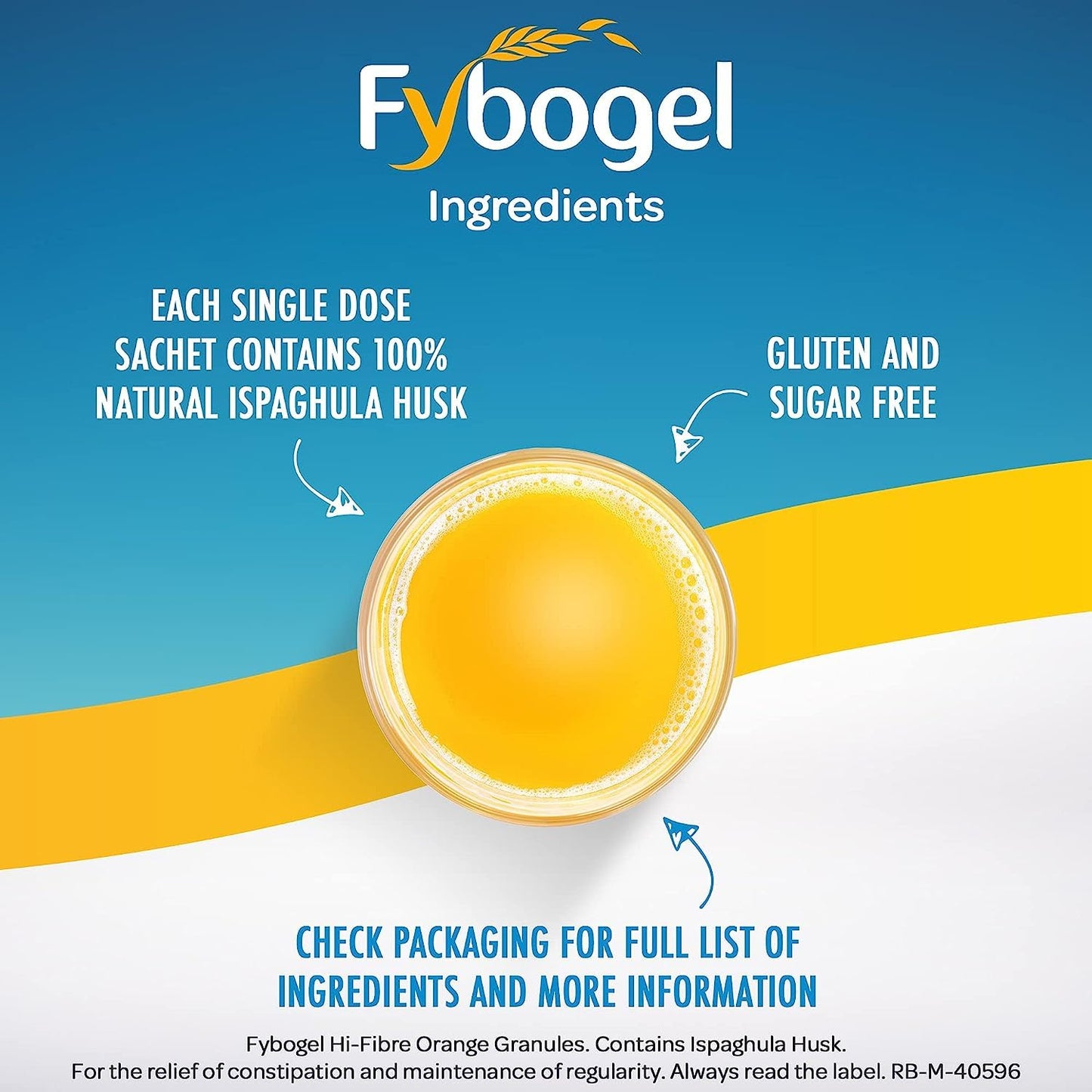 Fybogel Hi-Fiber Sachets for Constipation Relief, Orange Flavour, Pack of 30 Sachets