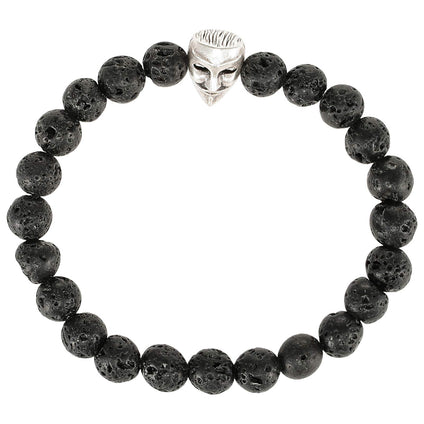 Alwan Black Lava Stone Elastic Bracelet for Men - EE3719MTH