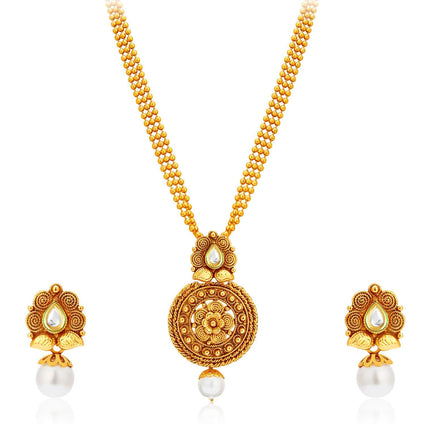 Sukkhi Wavy Gold Plated Kundan Set Of 2 Necklace Set Combo For Women