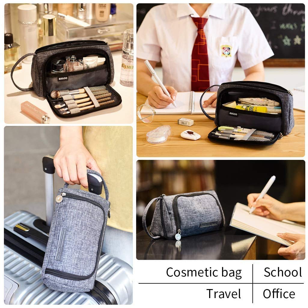 EASTHILL Big Capacity Pencil Case Large Storage Pouch Marker Pen Pencil Stationery Bag for Middle High School College Office Student Girl Women Adult Teen Gift - Dark Gray