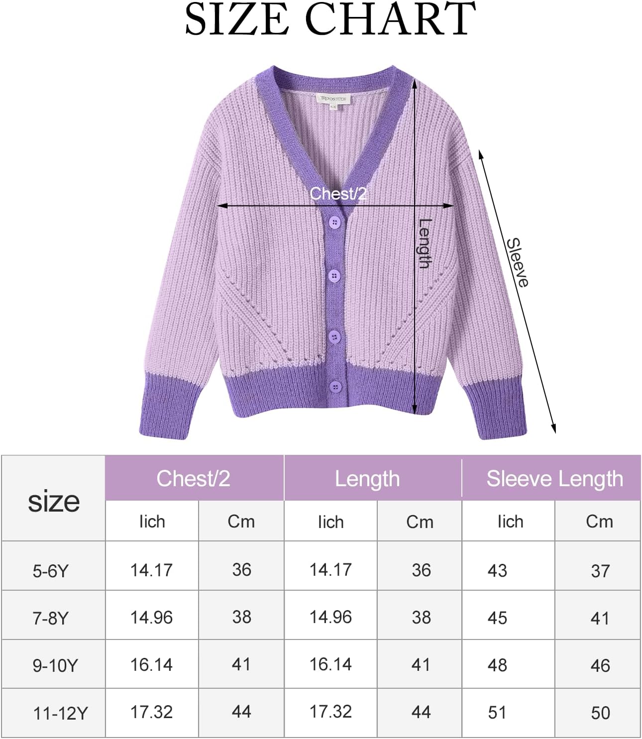 TRENDSTITCH Girls Color Block Cardigan Sweaters Open Front V Neck Button Up Sweater Knit Cardigans Outerwear