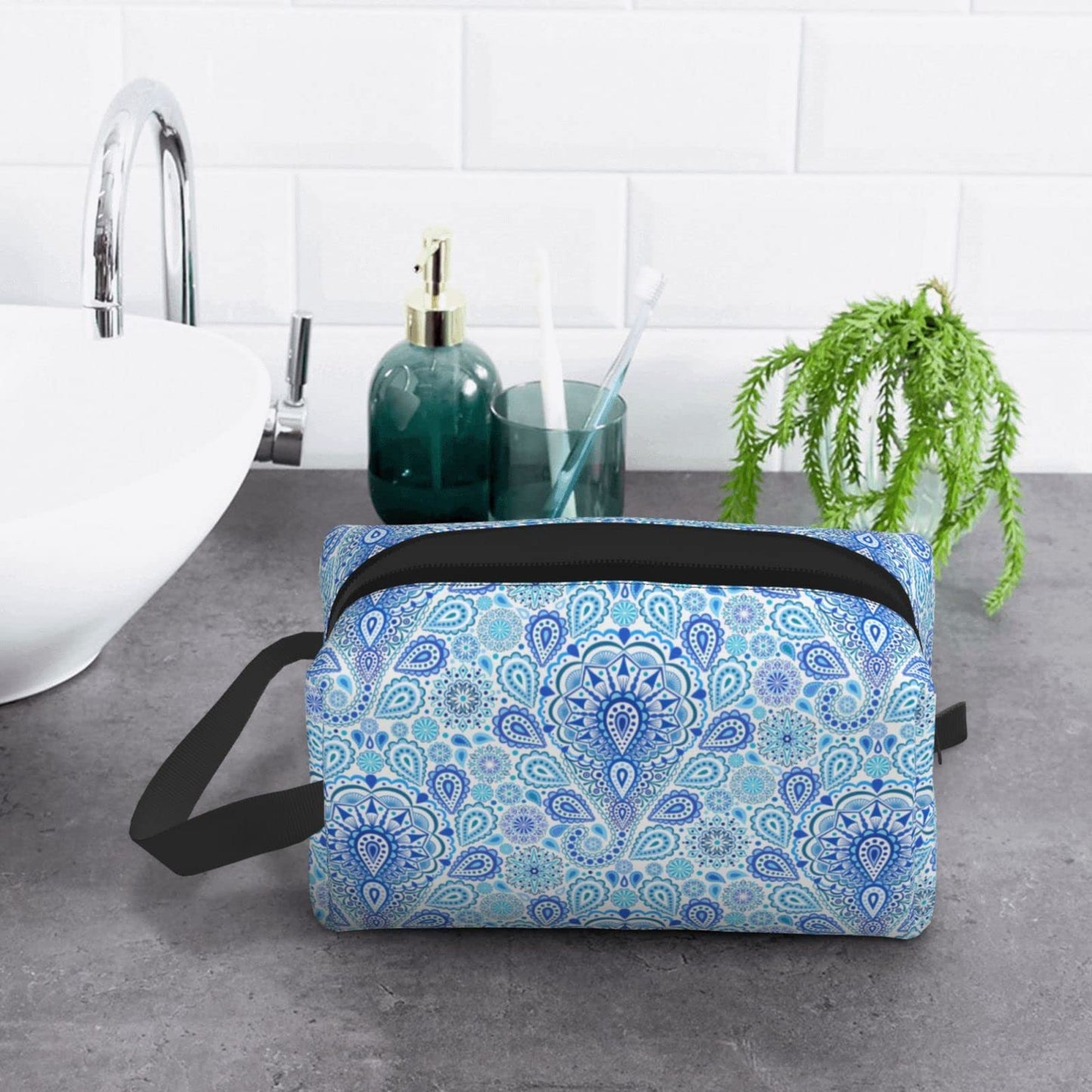 Makeup Bag for Women Girls Cosmetic Bags Travel Toiletry Organizer Pouch Accessories Dopp Kit Large storage Water Resistant Lightweight, Boho, One Size