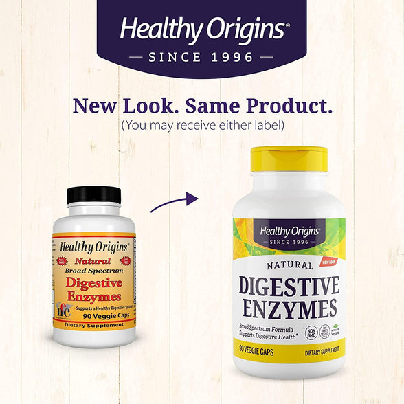 Healthy Origins Digestive Enzymes (NEC) Broad Spectrum - With Protease, Amylase & Lipase - Gluten-Free Digestion and Gut Health Supplement - 90 Veggie Capsules