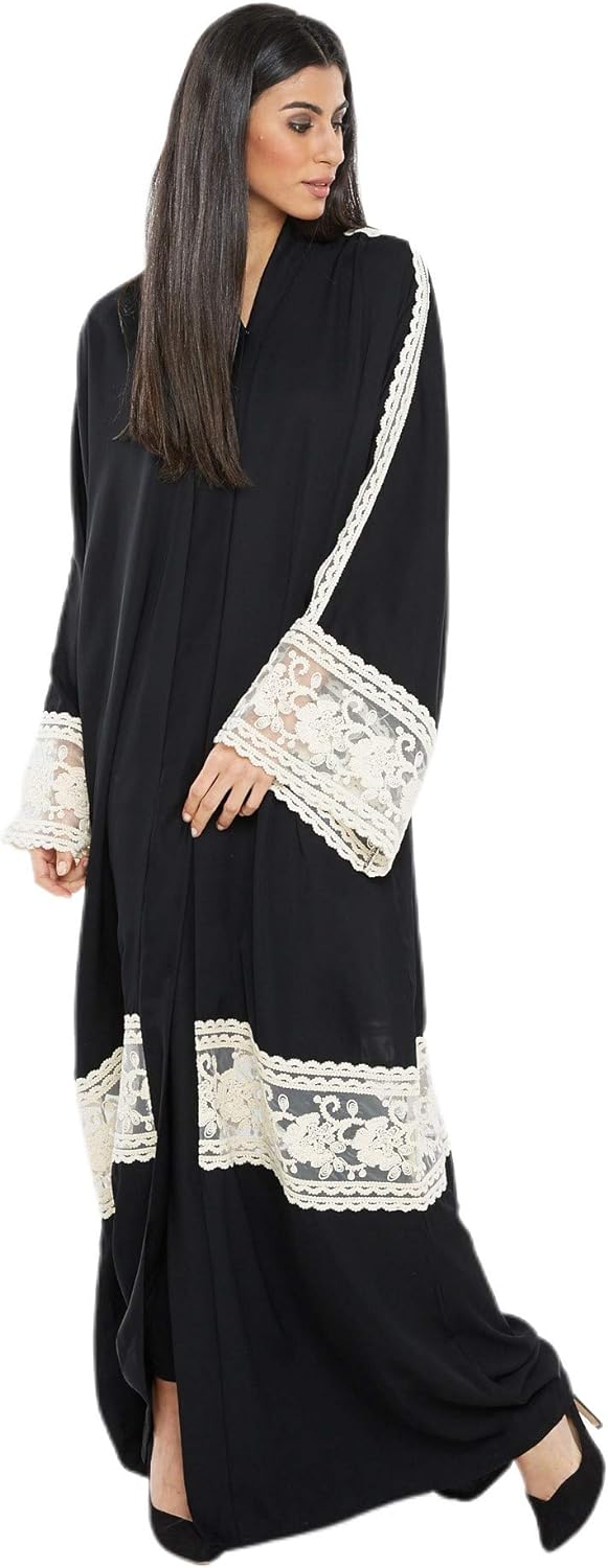 Nukhbaa Womens Abaya Made With Fine Fabric, Comes With Matching Hijab AJ118A