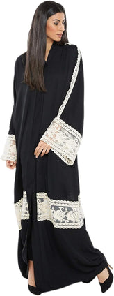 Nukhbaa Womens Abaya Made With Fine Fabric, Comes With Matching Hijab AJ118A