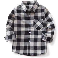 Yinggeli Little Big Boys' Long Sleeve Button Down Plaid Flannel Shirt 2-8 Years